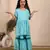 Blue cotton woven kurta and sharara