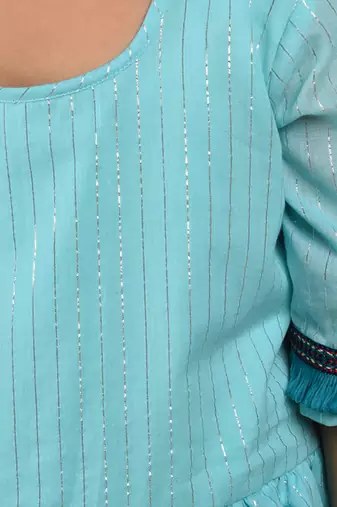 Blue cotton woven kurta and sharara