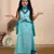 Blue cotton woven lehenga top with dppatta