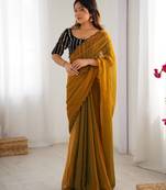 Mustard chiffon saree