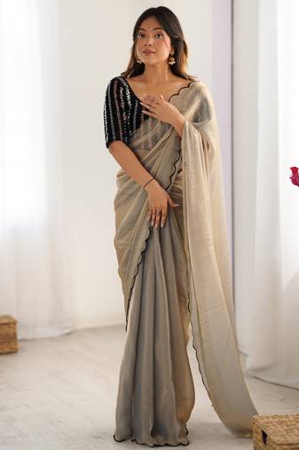 Grey chiffon saree