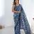 Blue digital printed chinon saree