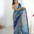 Blue digital printed chinon saree