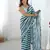 Sea green digital printed chinon saree