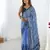 Blue digital printed saree with cut border