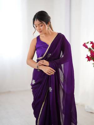 Purple beads and sequin work saree 3