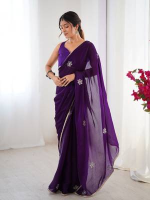 Purple beads and sequin work saree 4
