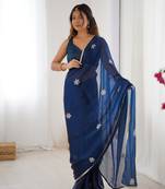 Petrol beads and sequin work saree