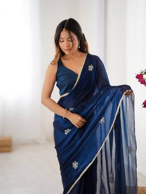 Petrol beads and sequin work saree 3