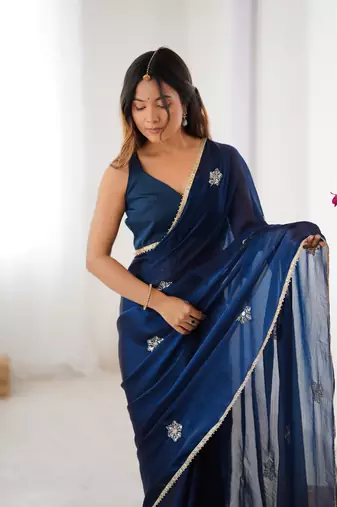 Petrol beads and sequin work saree