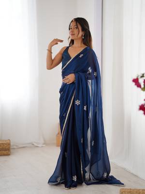 Petrol beads and sequin work saree 4