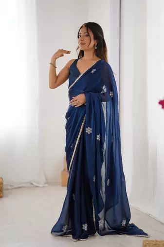 Petrol beads and sequin work saree