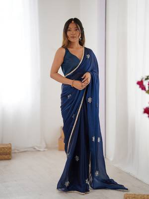 Petrol beads and sequin work saree 5