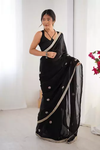 Black fancy partywear saree
