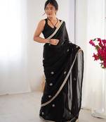 Black fancy partywear saree