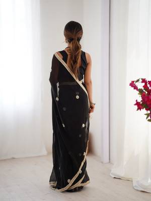 Black fancy partywear saree 2