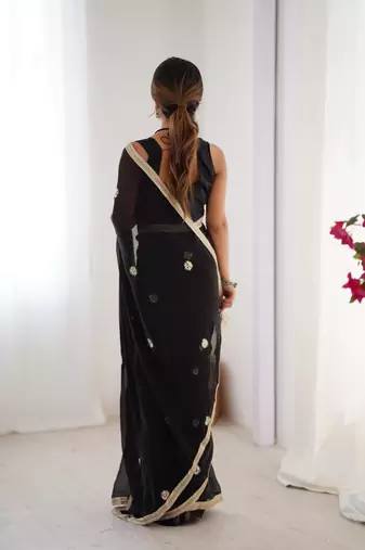 Black fancy partywear saree