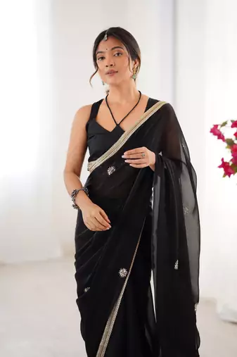 Black fancy partywear saree