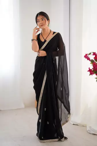 Black fancy partywear saree