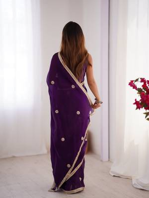 Purple fancy partywear saree 2