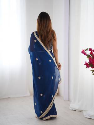 Blue fancy partywear saree 2
