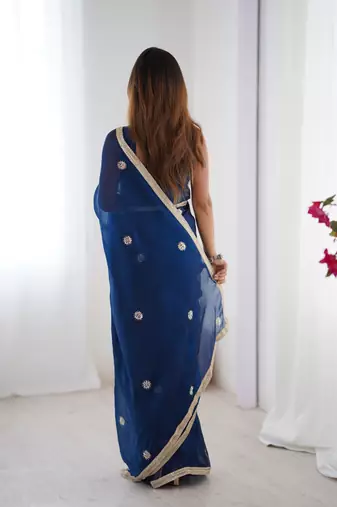 Blue fancy partywear saree
