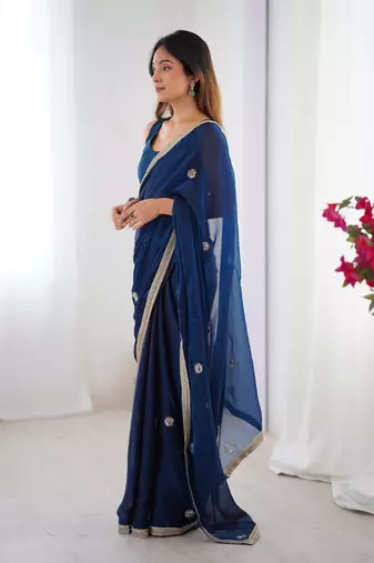 Blue fancy partywear saree