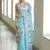 Sky blue organza embroidered saree