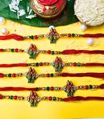 combo of 6 beaded cotton thread with ad stones & meenakari designer rakhi for brother