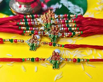 combo of 12 beaded cotton thread with ad stones & meenakari designer rakhi for brother 2
