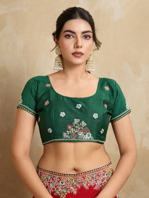 Red embroidery work frendy chiffon saree 5