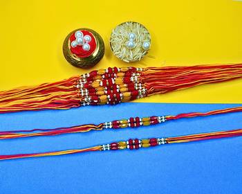 combo of 12 beaded cotton thread with ad stones & meenakari designer rakhi for brother 1