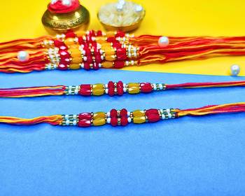 combo of 12 beaded cotton thread with ad stones & meenakari designer rakhi for brother 2