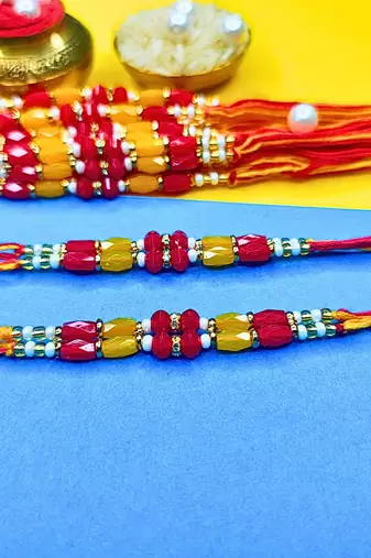 combo of 12 beaded cotton thread with ad stones & meenakari designer rakhi for brother