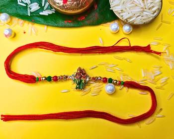 combo of 3 beaded cotton thread with ad stones & meenakari designer rakhi for brother 3