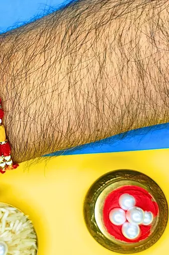 combo of 6 beaded cotton thread with ad stones & meenakari designer rakhi for brother