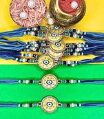combo of 12 evil eye cotton thread with ad stones & meenakari designer rakhi for brother