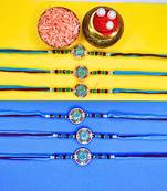 combo of 6 beaded cotton thread with ad stones & meenakari designer rakhi for brother