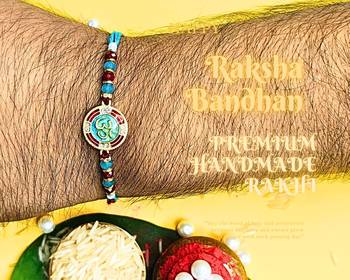 combo of 12 beaded cotton thread with ad stones & meenakari designer rakhi for brother 3