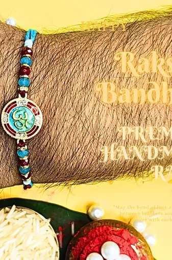 combo of 12 beaded cotton thread with ad stones & meenakari designer rakhi for brother