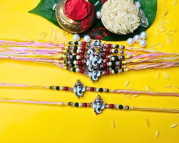 combo of 12 beaded cotton thread with ad stones & meenakari designer rakhi for brother 1