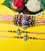 combo of 12 beaded cotton thread with ad stones & meenakari designer rakhi for brother