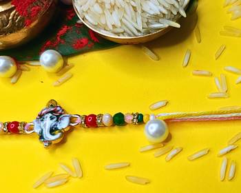combo of 12 beaded cotton thread with ad stones & meenakari designer rakhi for brother 3