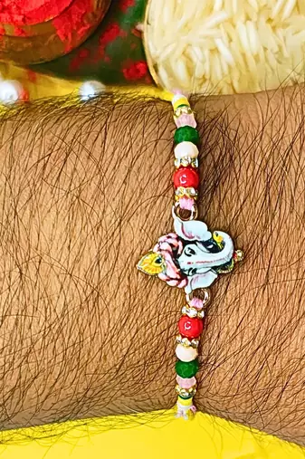 combo of 6 beaded cotton thread with ad stones & meenakari designer rakhi for brother