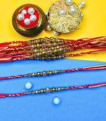 combo of 12 beaded cotton thread with ad stones & meenakari designer rakhi for brother