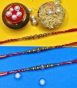 combo of 3 beaded cotton thread with ad stones & meenakari designer rakhi for brother