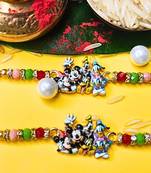 combo of 2 beaded cotton thread with ad stones & meenakari designer rakhi for brother