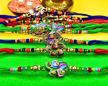combo of 12 beaded cotton thread with ad stones & meenakari designer rakhi for brother 2