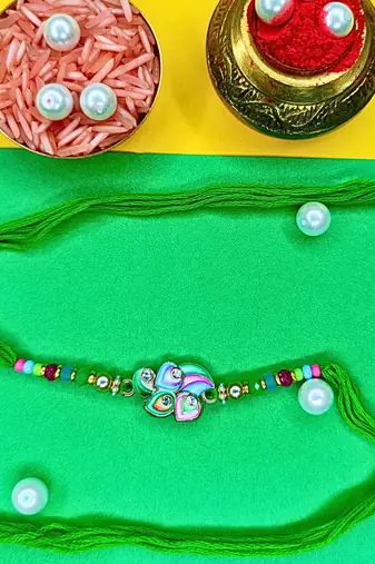 combo of 12 beaded cotton thread with ad stones & meenakari designer rakhi for brother