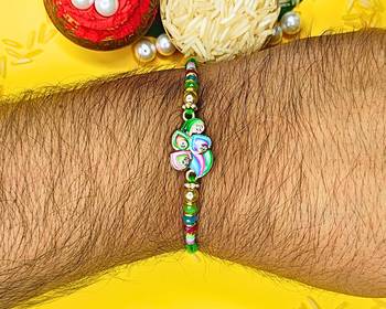 combo of 6 beaded cotton thread with ad stones & meenakari designer rakhi for brother 4